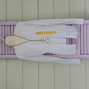 💗 GAP LS Long Sleeve Linen Blend Cardigan Sweater White M